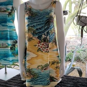 Hawaiian Print Summer Dress, A-Line, Tie-Back ONE YELLOW DRESS!